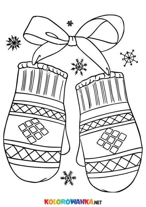 Malowanki zimowe rękawiczki Kolorowanki dla dzieci do wydruku
