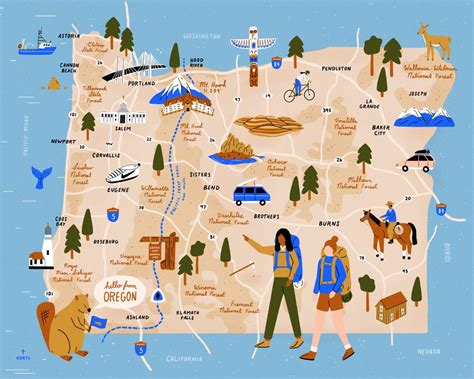 Oregon Map — Sunny Eckerle Oregon Map Illustrated Map Map