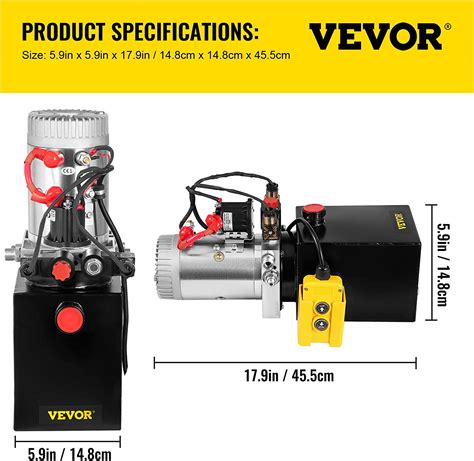 Buy Vevor Hydraulic Pump 12v Single Acting With 4l Metal Reservoir