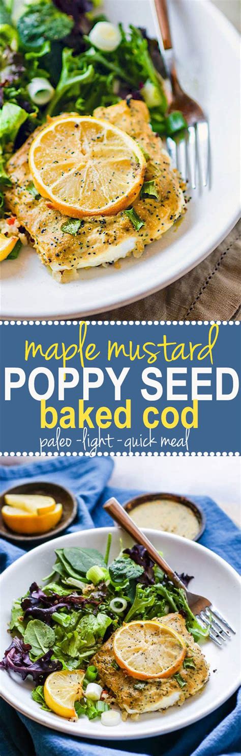 Super Simple Maple Mustard Poppy Seed Baked Cod Paleo