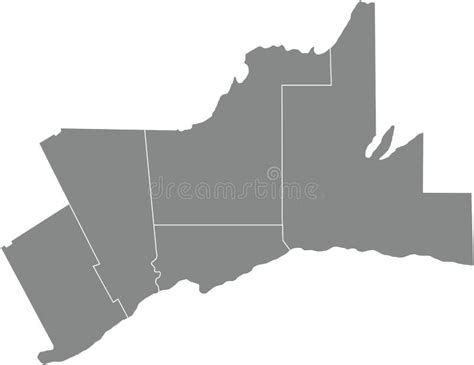 Gray Map Of Regions Of Greater Toronto Area Ontario Canada Stock