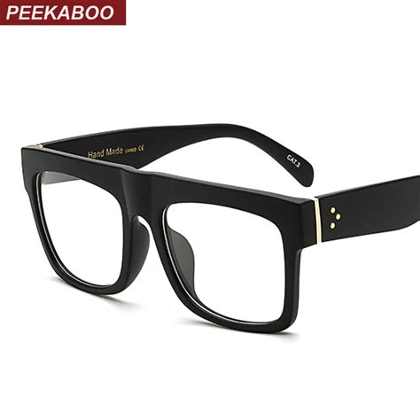 Peekaboo Matte Black Glasses Frames For Men Square Clear Transparent