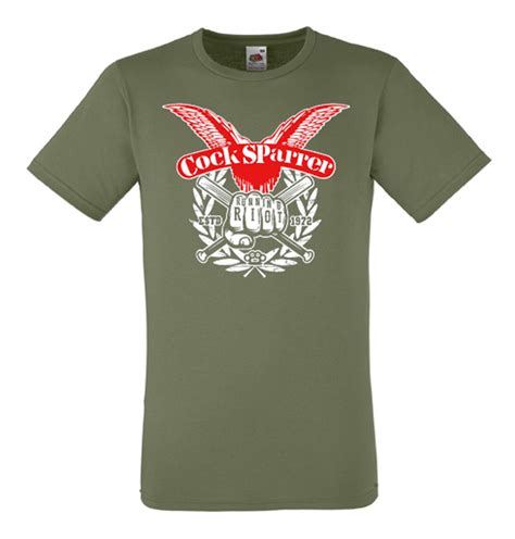 T Shirts Cock Sparrer Running Riot Olive Randaleshopde