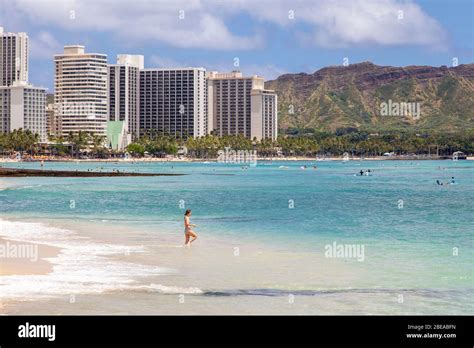 Hawaii Usa Oahu Waikiki Beach Honolulu Stock Photo Alamy