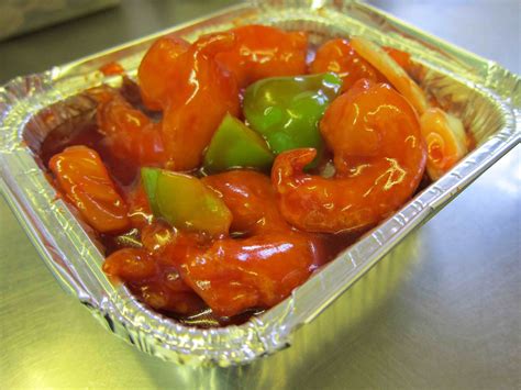 Sweet & sour king prawn cantonese style. Hing's Takeaway