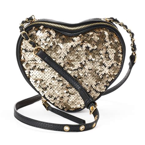 Juicy Couture Romie Sequined Heart Crossbody Bag Brown Crossbody