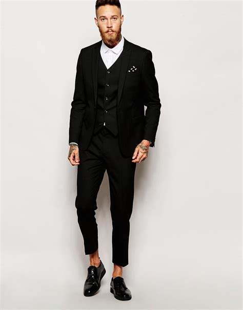 Lyst Asos Skinny Cropped Suit Trousers In Black For Men