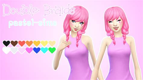 Pastel Sims Double Braids ♥ New Hair Mesh Love 4
