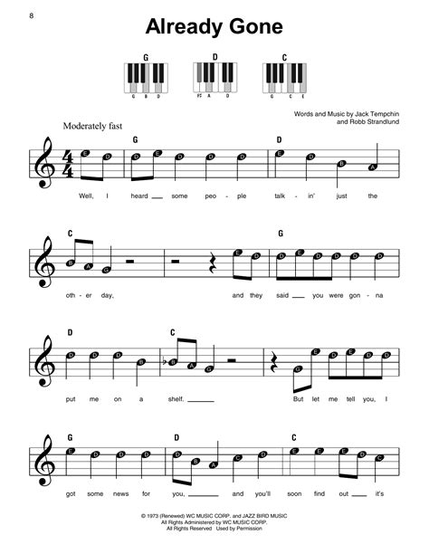 Already Gone Sheet Music The Eagles Super Easy Piano