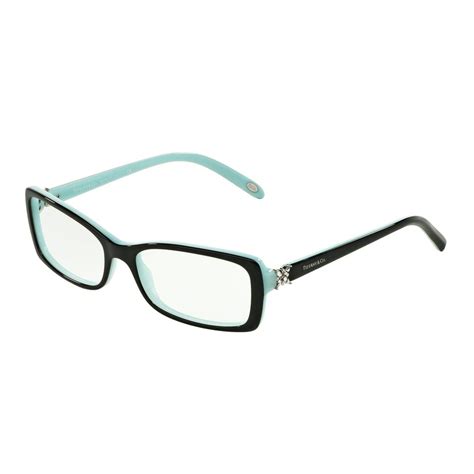 tiffany optical 0tf2091b full rim rectangle womens eyeglasses size 53 black blue clear lens