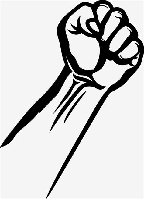 Black And White Sketch Side Fist Fist Drawing Fist Clipart Color Png