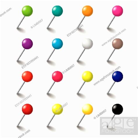 Colored Pins On The White Background Stock Vector Vector And Low