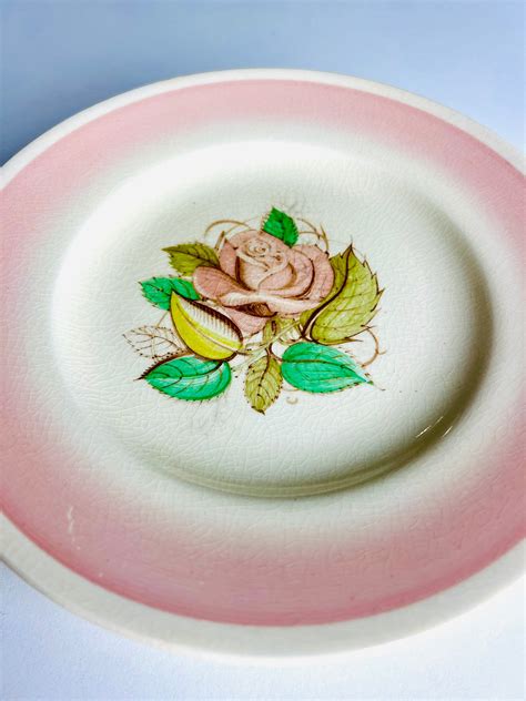 Susie Cooper Patricia Rose Pink Plate Set Of 6 Crown Works Etsy