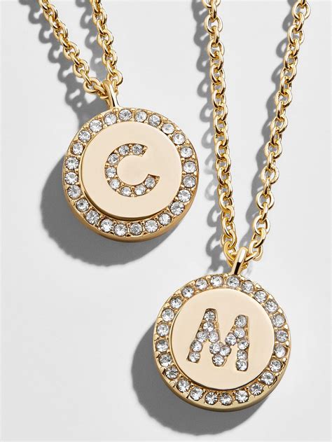 BaubleBar Pavé Initial Pendant Necklace in Metallic - Lyst