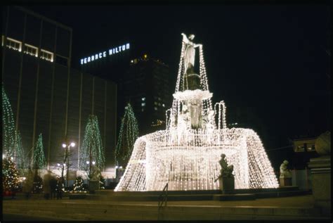 A Well Decorated Fountain Square Has Been The Center Of Christmas In