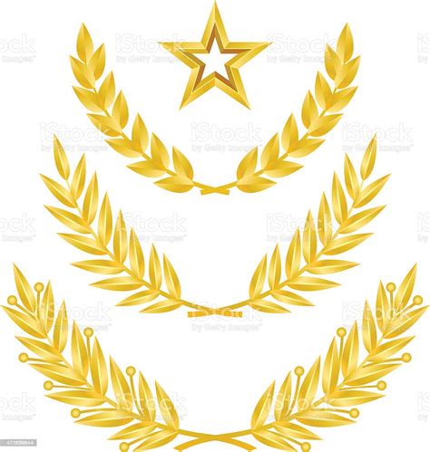 Gold Laurel Wreath Stock Vector Art And More Images Of 2015 471639844