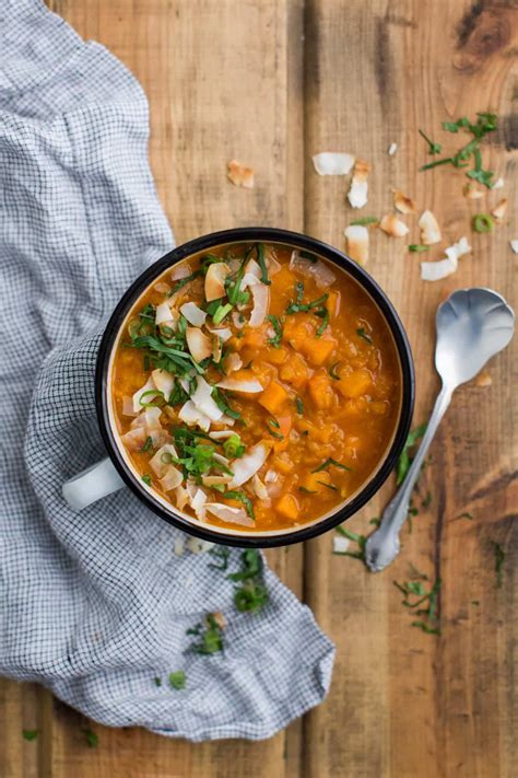 An Easy And Flavorful Vegan Red Lentil Soup With Sweet Potatoes Curry