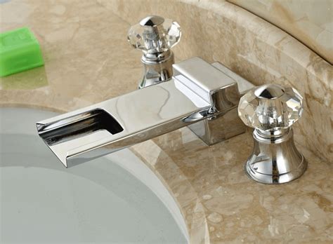 For example, tub/shower handles tend to be larger than lavatory handles. Bathroom Faucets with Crystal Handles