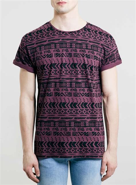 Purple Tribal Print Roller Fit T Shirt Clothes Topman Tribal Prints