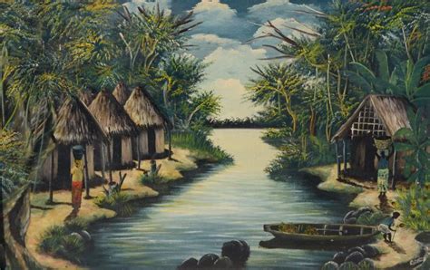 Sold Price Large African Village Painting Invalid Date Edt