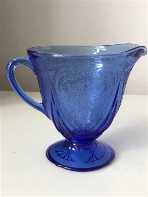 Cobalt Blue Royal Lace Hazel Atlas Depression Glass Glass Creamer