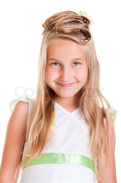 Smiley Girl With Long Hair Stock Image Colourbox