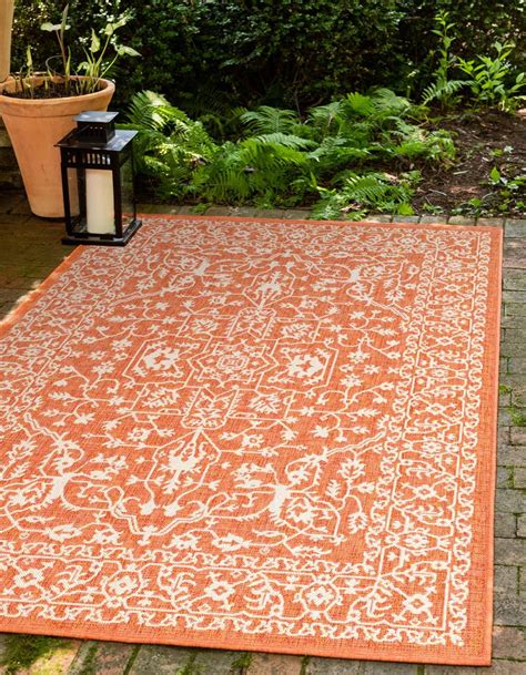 terracotta 6 x 9 outdoor botanical rug