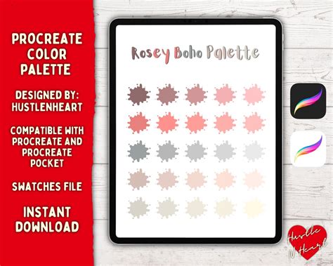 Rosey Boho PROCREATE COLOR PALETTE Color Swatches IPad Etsy