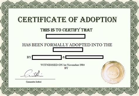 Create your certificate it's free and easy to use. fake adoption certificate joke prank funny | Adoption ...