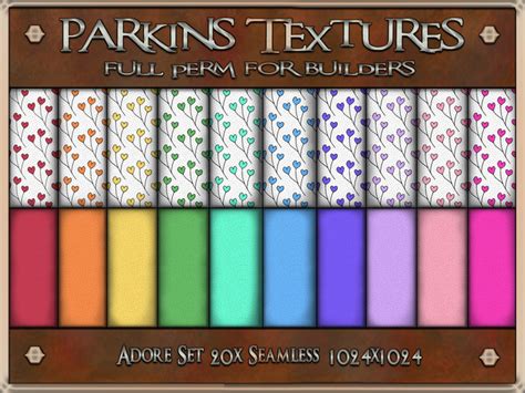 second life marketplace parkins textures adore set 20x full perm seamless 1024x1024