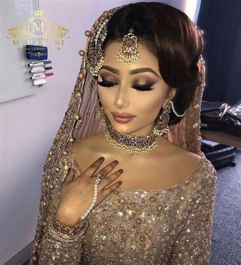 Pink Gold Brown Glitter Eye Makeup Pakistani Bride Look Wedding Makeup
