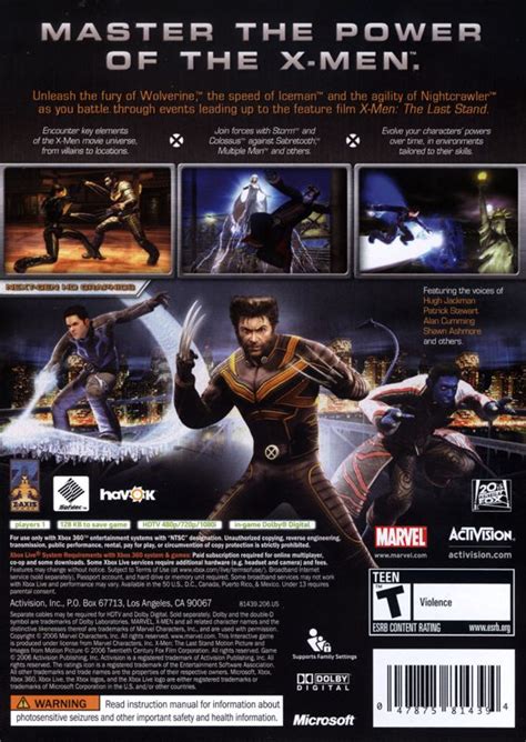 X Men The Official Game Cover Or Packaging Material Mobygames