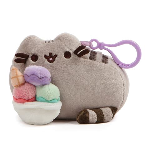 Gund Pusheen Snackable Sundae Cat Plush Stuffed Animal Backpack Clip