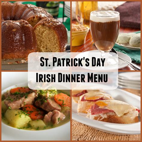 Here's a traditional and elegant christmas dinner menu that will welcome guests with homey aromas of roasting and baking. Irish Dinner Menu for St. Patrick's Day | MrFood.com
