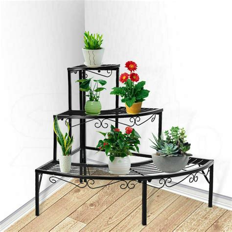 Plant Stand Outdoor Indoor Garden Metal 3 Tier Pot Planter Shelves