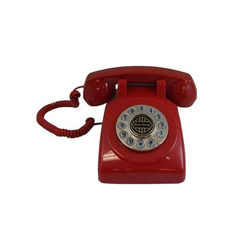 Paramount Analog Corded 1950 Red Desk Phone With Faux Rotary Dial Pmt