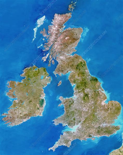 True Colour Satellite Image Of The British Isles Stock Image E076