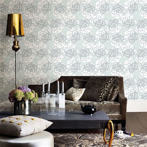 Fanciful Silver Floral Wallpaper Wallpaper And Borders The Mural Store