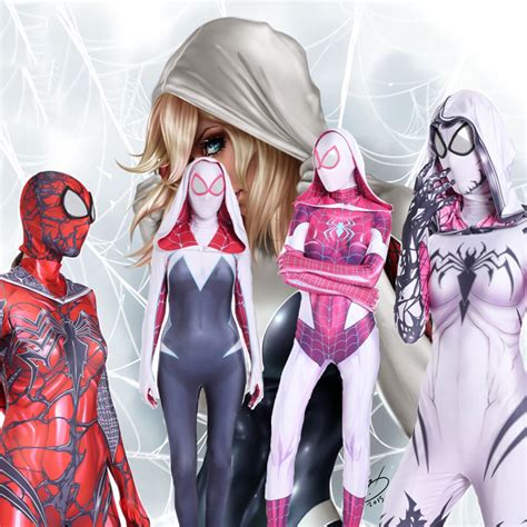 Spider Gwen Stacy Venom Cosplay Girl Women Spiderman Jumpsuit Halloween