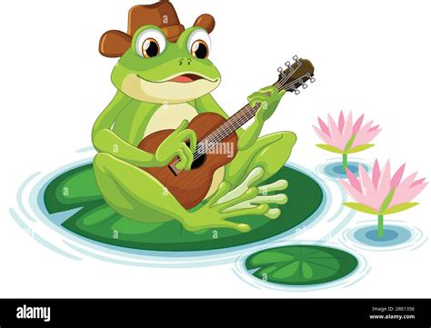 Green Frog Playing Guitar Illustration Stock Vector Image And Art Alamy
