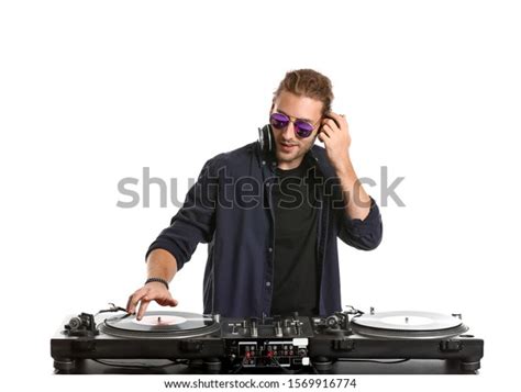 Male Dj Playing Music On White Stock Photo 1569916774 Shutterstock