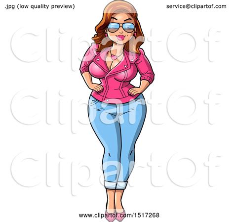 Clipart Of A Sexy Volputuous White Woman Showing Off Her Curves In A