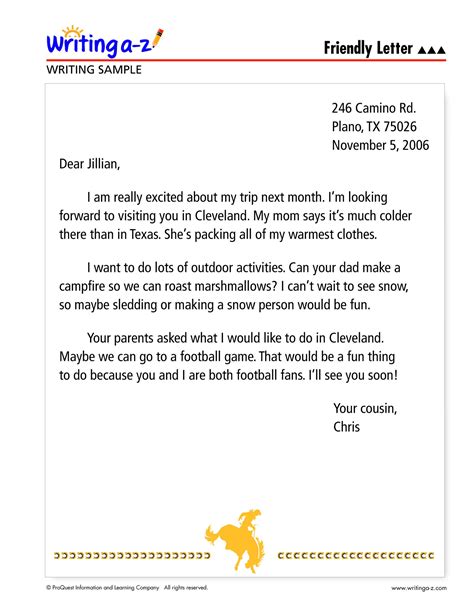 If you are writing this type of letter, politeness says you should thank the person for their letter and. Friendly Letter Sample | Master of Template Document