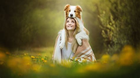 1920x1080 Cute Girl With Dog 1080p Laptop Full Hd