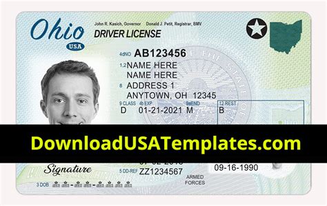 Ohio Driver License Psd Oh Driving License Editable Template With