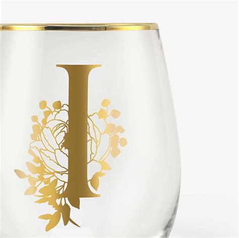 Monogrammed Initial Wine Glasses Onebttl Stemless Wine Glasses With