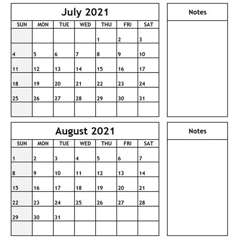 July August 2021 Calendar To Print Qualads