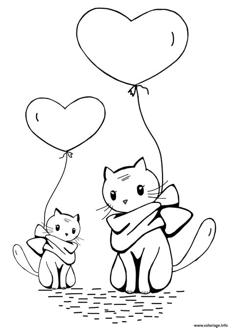 Coloriage pour les enfants retrouvez des centaines de coloriages à imprimer classés par thème. Coloriage Ballons Chats Avec Coeur Dessin St-valentin à ...
