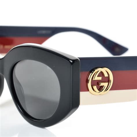 gucci acetate oversized rectangle frame web sunglasses gg 0275 s black 342826