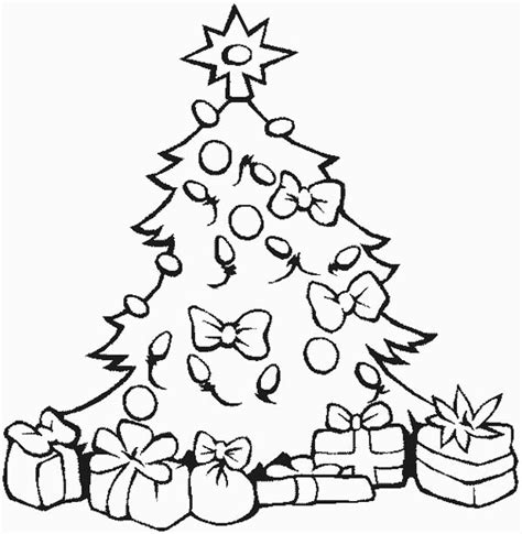 You can color online or print out these sheets. Lovely Christmas Tree with All the Ornaments and Presents ...